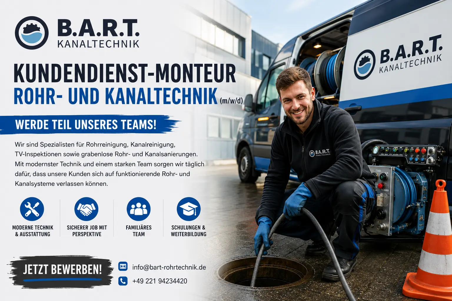 Rohrreiniger, Kanalreiniger, Bewerbung Köln, Düsseldorf, Haan